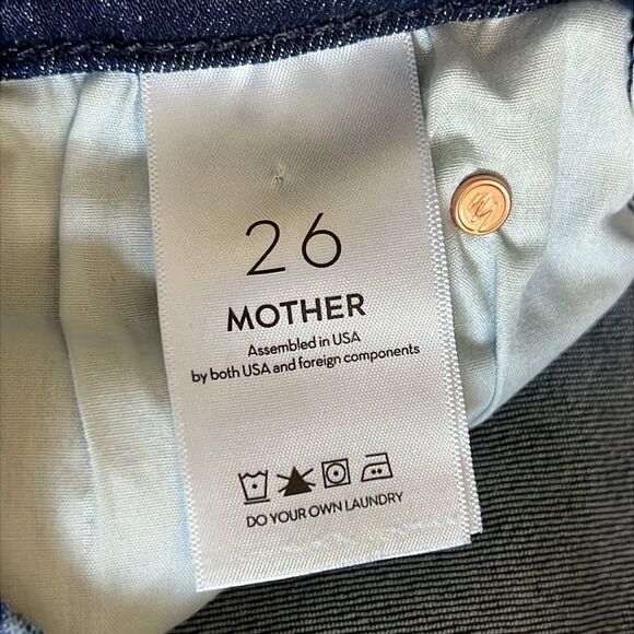 MOTHER The Rascal Ankle Snippet Straight Leg Raw Hem Mid Rise Dark Wash Size 26 - Picture 9 of 13
